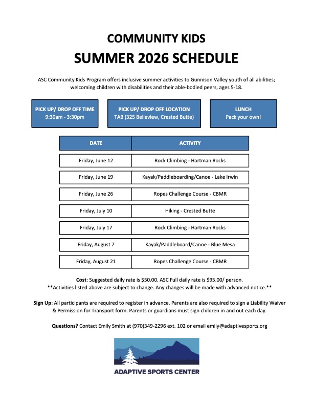 Community Kids Schedule