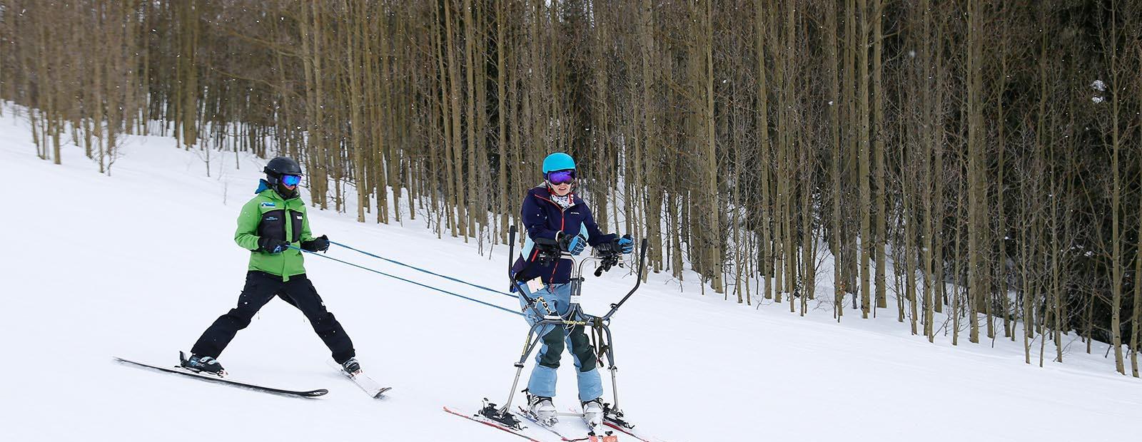 Woman skiing on slider