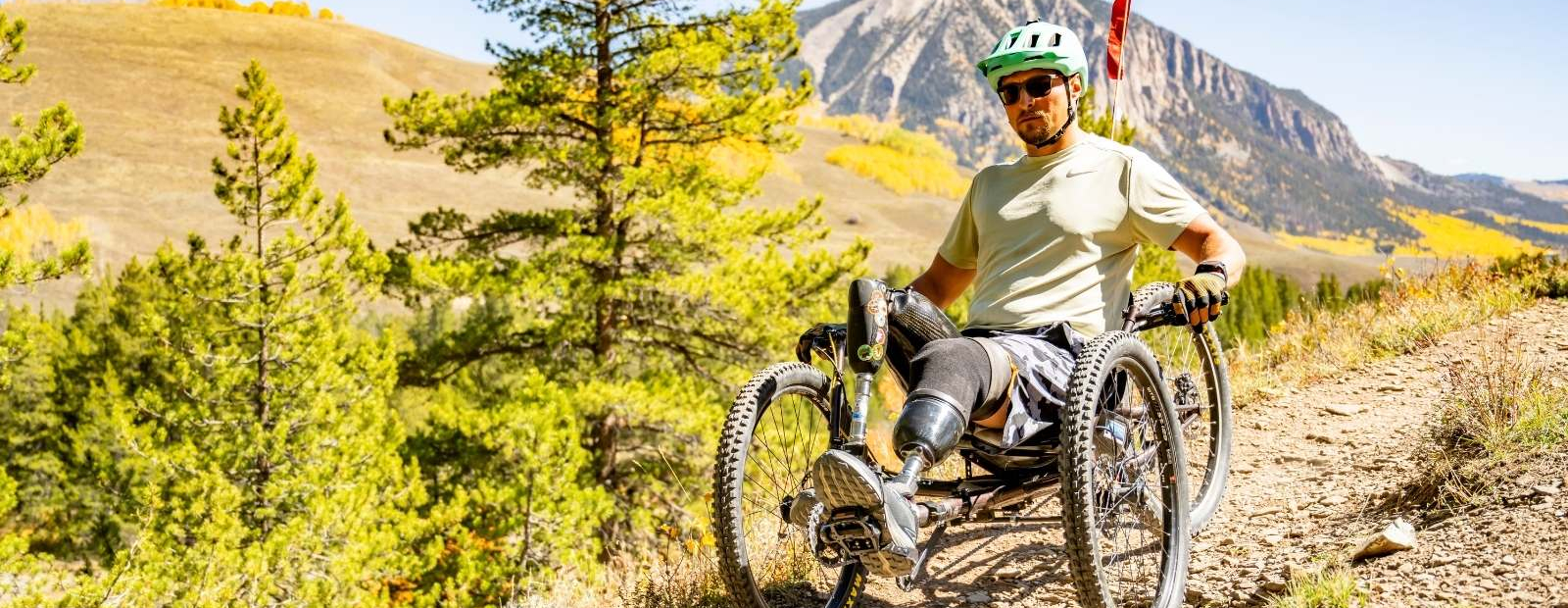 a double amputee mountain biking